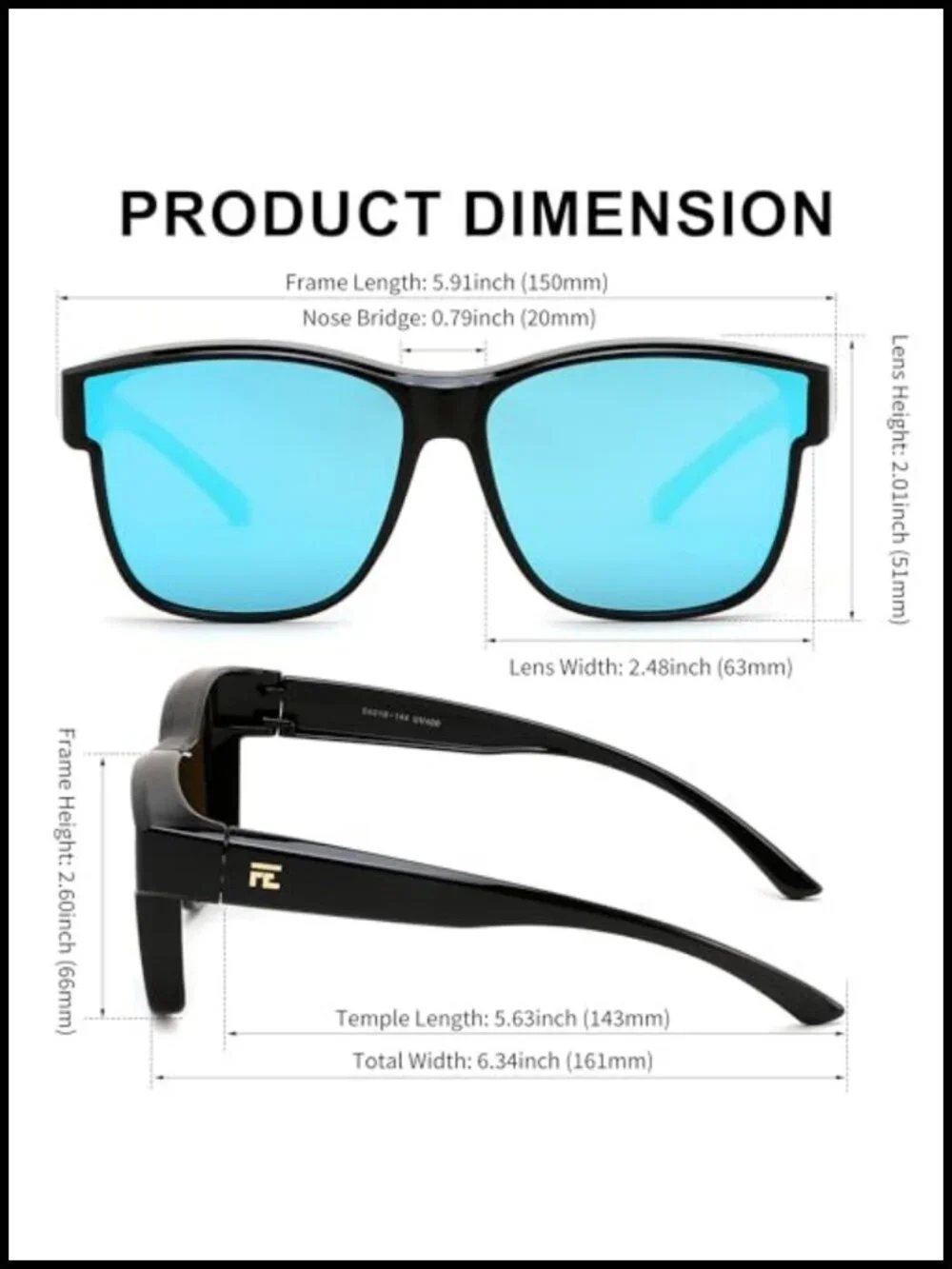 Oversized Fit Over Glasses Polarized Sunglasses UV400 Protection Unisex